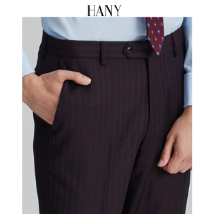断码hany汉尼澳洲纯羊毛，西裤男酒红高腰男士西装裤高级感
