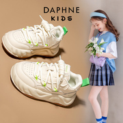 达芙妮女童鞋小白鞋2024春秋季儿童软底板鞋小女孩休闲运动鞋