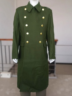 库存羊毛呢大衣87式执勤男大衣户外防寒保暖军绿色外套中长款