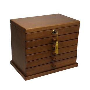 首饰盒木质实木收纳盒带锁大容量超大中式多层风家用饰品盒亚马w