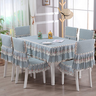 纯色公主风餐桌布椅垫，套装茶几圆桌布艺长方形，餐桌椅防滑桌罩简约