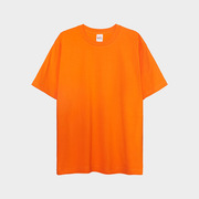 橙色230g重磅纯棉圆领，短袖t恤男女全棉宽松打底大码团队定制