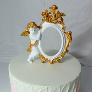 天使相框翻糖硅胶模具diy巴洛克蛋糕装饰欧式镜框巧克力石膏磨具
