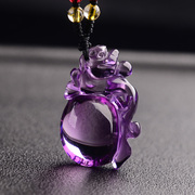 天然紫水晶貔貅吊坠财运貔貅挂件皮丘饰品振翅得财貔貅项链男女