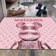 粉色高级感暴力熊地垫(熊，地垫)入户门垫pvc可擦洗裁剪门口进门地毯脚垫子
