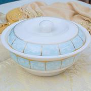 乐享碗碟套装家用欧式金边餐具套装碗盘子碗具碗筷陶瓷58头（椒盐