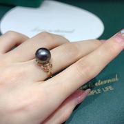 DIY珍珠配件 S925纯银唯美复古戒指指环可调节半成品空托银饰韩女