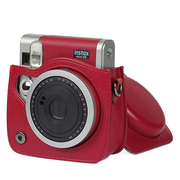 富士拍立得mini90相机包复古(包复古)典雅酒红色，斜跨instax皮套pu保护壳套