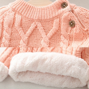 儿童加绒加厚毛衣男童针织打底线衫女童宝宝含棉婴儿保暖套头上衣