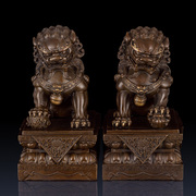 纯黄铜北京狮摆件铜狮子一对家居办公室客厅摆件铜狮子装饰品