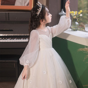 儿童礼服公主裙高端钢琴，演奏主持人女童花童婚礼十岁生日长袖秋季
