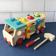 儿童多功能益智螺丝螺母组合拆装玩具 启蒙教具打桩台打球敲球车
