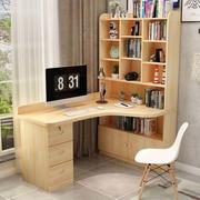 实木转角书桌电脑桌家用简约经济松木办公桌书桌书架组合学习桌
