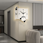 网红创意转角双面挂钟客厅时尚家用装饰钟表现代简约艺术时钟挂墙