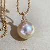 18k金珍珠(金珍珠)吊坠，扣头配件高档钻石镶嵌万能扣大气圆珠开口项链空托