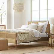 美式乡村实木床双人床主卧大床1.8米藤床1.5米简约欧式小户型家具