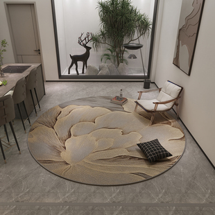 欧式简约家用地毯客厅，2024圆形书房转椅地垫，高级感卧室床边毯