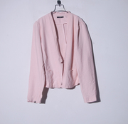 外贸出口粉色开衫短外套，长袖2024春装上衣1