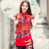 中国风2023夏季民族，风女装上衣棉麻，花朵中长款短袖衬衫开衫