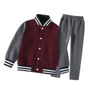 伊顿校服同款枣红色拼灰棒球服套装，运动上衣裤子，春秋季学院英伦风