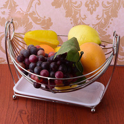 创意不锈钢水果篮客厅水果盘，沥水篮摇篮糖果盘子，现代时尚简约果盆