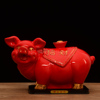 大号陶瓷猪摆件红色，十二生肖猪风水，招财现代中式客厅家居摆设