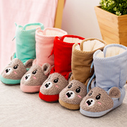 婴儿棉鞋3-6-12高帮加绒厚保暖男女宝宝鞋软底防滑包棉裤不掉鞋冬