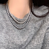 真多麻灰色珍珠项链女轻奢高级感毛衣链配饰品施家法式复古锁骨链