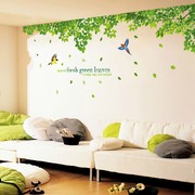 超大客厅电视背h景墙装饰墙壁，贴纸清新绿树，卧室床头创意墙上贴