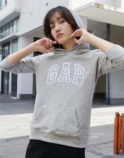 GAP 女士 薄绒 抓绒 春秋款 经典徽标Logo套头 带帽 卫衣