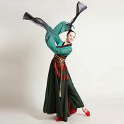 水袖舞蹈服古典舞蹈服女飘逸藏族服装汉服中国风甩袖采薇演出服女