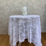 法式复古蕾丝花边桌布，白色镂空网纱刺绣台布摄影背景门帘窗帘布料