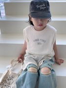 女童背心罩衫两件套2024夏季宝宝洋气无袖上衣韩版儿童套装潮