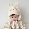 宝宝帽子秋冬可爱小兔婴儿护耳帽超萌女童，毛绒帽(毛绒帽)婴幼儿男童套头帽