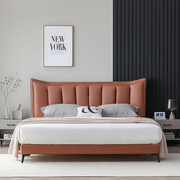 现代简约双人床轻奢真皮实木1.5米软靠主卧布艺床小户型储物家具