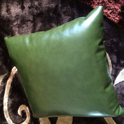 皮抱枕简约纯色墨绿色，办公室沙发汽车皮质，靠垫网咖酒吧