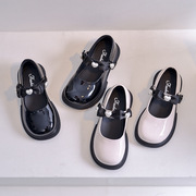 韩版女童公主鞋2023秋季儿童舒适皮鞋，时尚甜美魔术贴单鞋