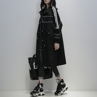 2024春装韩版黑色立领外套时尚休闲气质宽松显瘦中长款风衣女