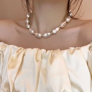 复古巴洛克异形大珍珠项链女法式轻奢高级感网红锁骨链颈链配饰潮