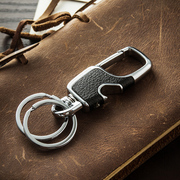 简约男士腰挂钥匙扣创意汽车，真皮钥匙链挂件钥匙圈，环锁匙扣定制