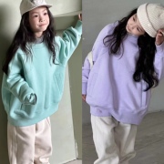 实体店货韩国波拉女男孩小中大童装青少年冬装款亲子加绒长袖卫衣