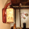 中式实木壁灯卧室客厅，客房床头灯走廊过道玄关中国风装饰羊皮灯罩
