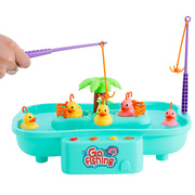 儿童益智钓鱼玩具小孩带音乐宝宝戏水旋转钓小鸭互动游戏玩水玩具