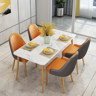北欧大理石餐桌椅组合网红简约后现代轻奢家用小户型，餐桌餐椅子