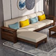 严选新中式全实木转角沙发，组合现代客厅，家具胡桃木家用小户型