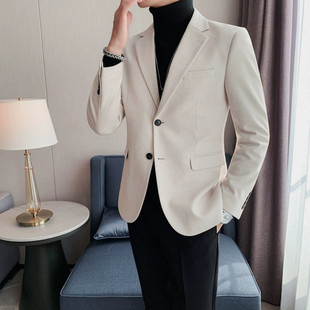 高级感妮子男士西装秋冬季韩版修身商务休闲西服外套时尚纯色礼服