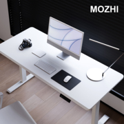 MOZHI实木单双电机ins简约白色电动升降桌儿童学习桌办公桌定制