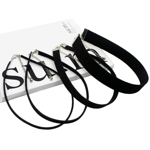 黑色锁骨链女高级感颈链，简约气质皮绳，项链短款choker项圈日常颈带