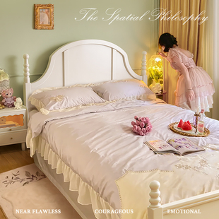 法式实木床白色奶油风主卧室现代简约1.8米1.5m双人床美式公主床