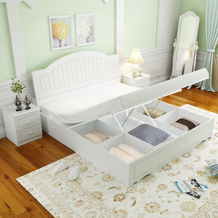 韩式主卧床1.5米气动高箱储物床欧式田园公主床，现代简约板式床